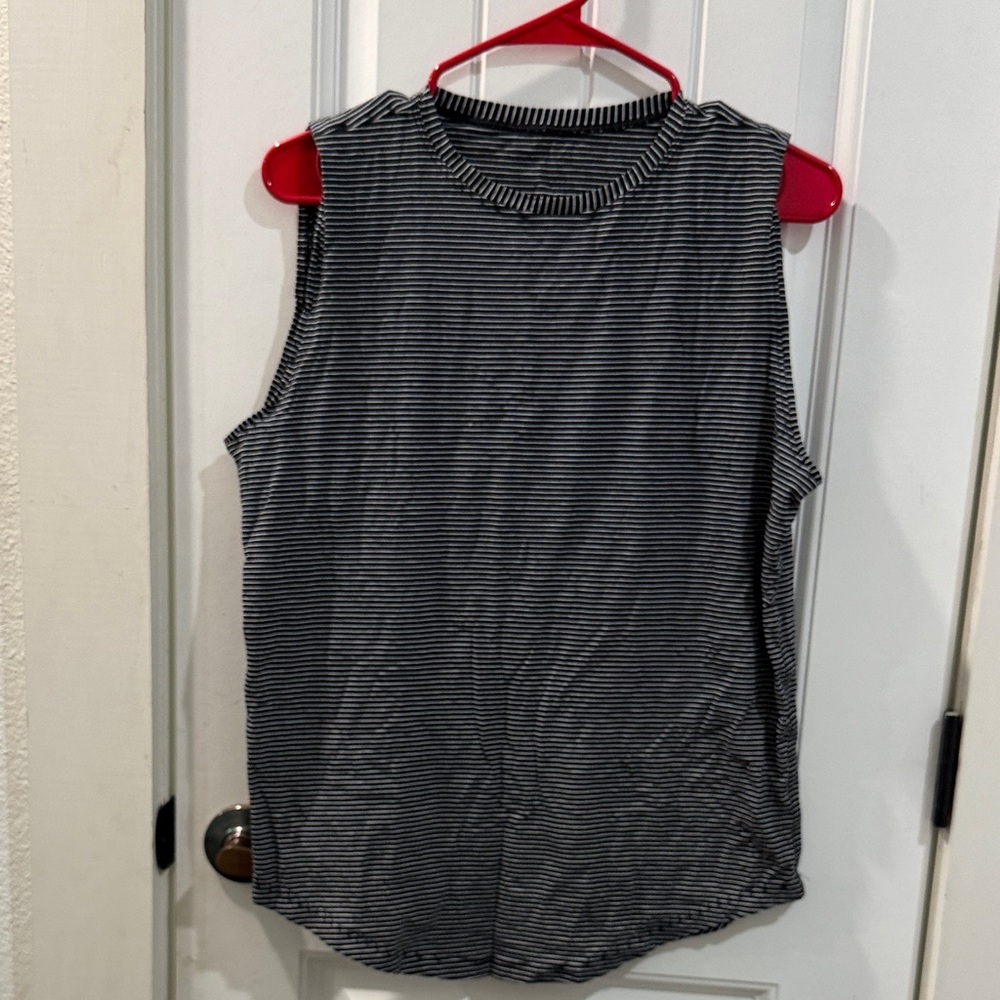 lululemon athletica Black and White Striped Muscle Tee